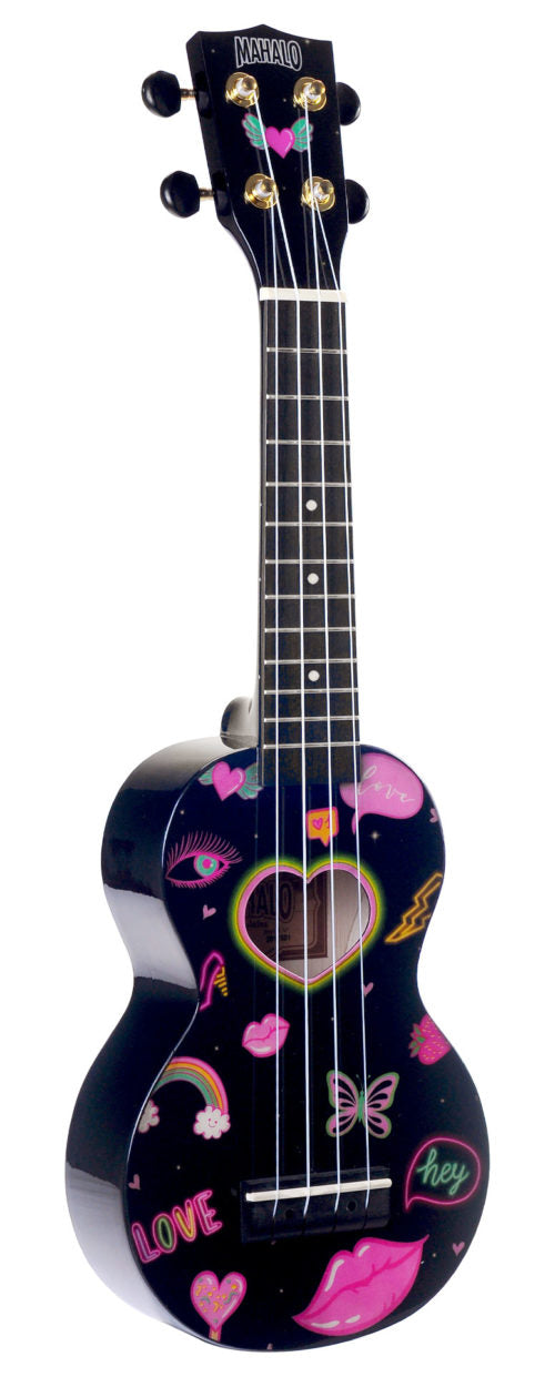 MAHALO ART SERIES SOPRANO UKULELE- HEART BLACK