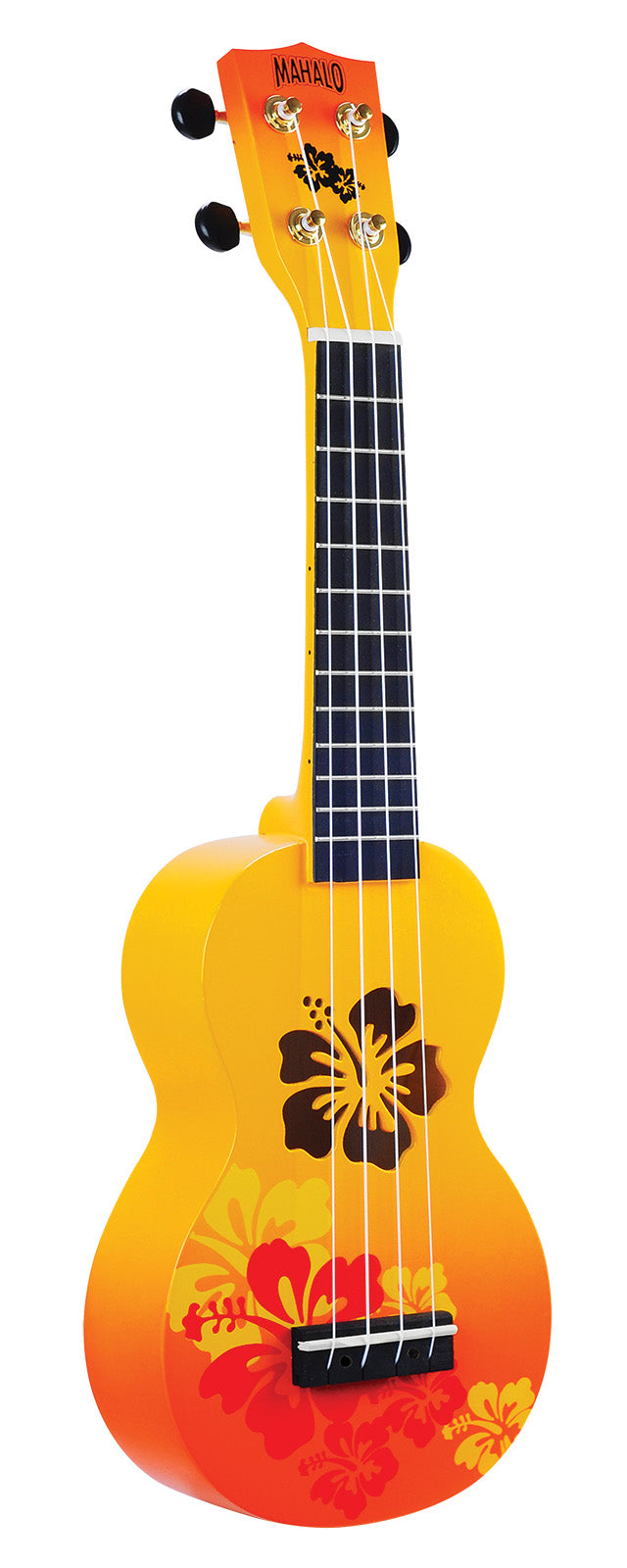 MAHALO DESIGNER SERIES SOPRANO UKULELE - HIBUSCIS ORANGE BURST