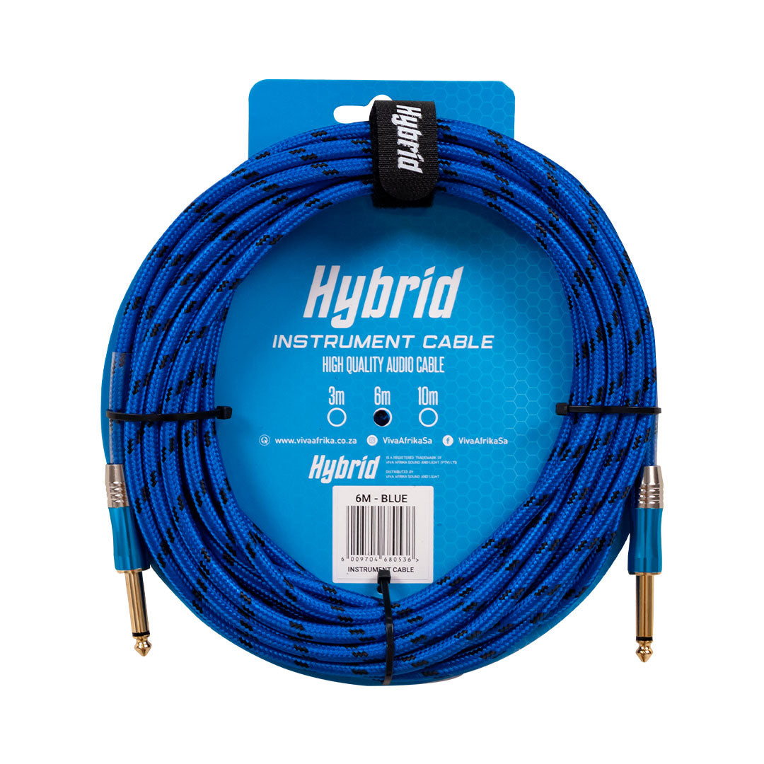 Hybrid Jack-Jack 6m Woven Instrument Cable – Assorted Colours