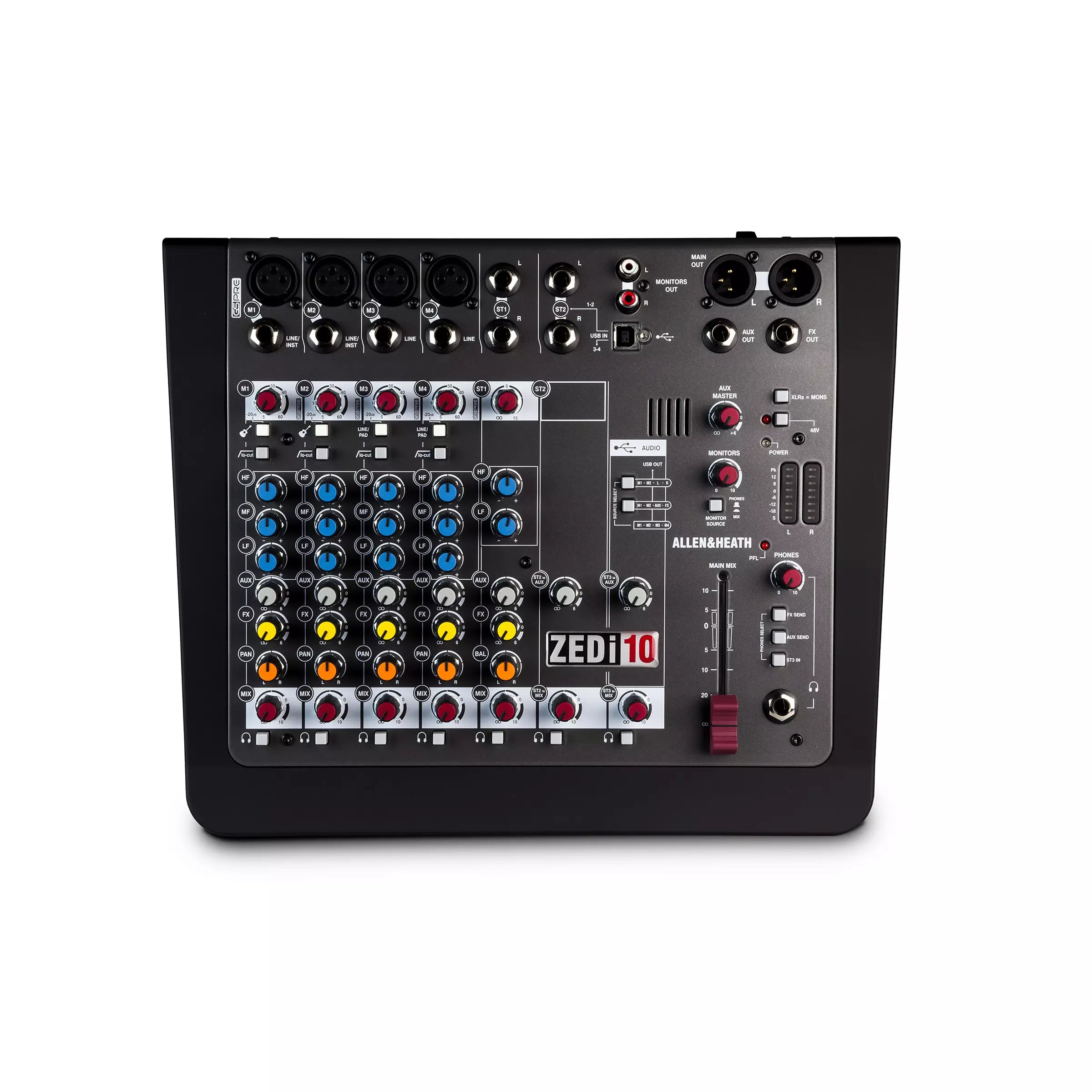Allen & Heath ZEDi-10 – Hybrid USB Mixer with 4 Mic/Line, 2 Stereo & 2 DI Inputs