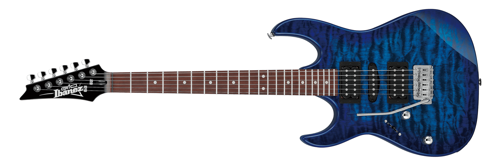 Ibanez GRX70QAL Left Handed Electric Guitar – Transparent Blue Burst