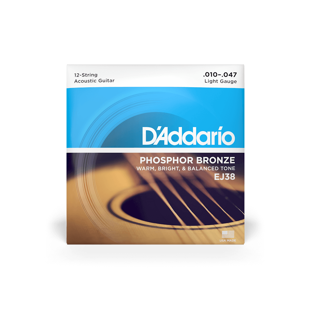 D'ADDARIO PHOSPHOR BRONZE ROUND WOUND ACOUSTIC GUITAR 12-STRING