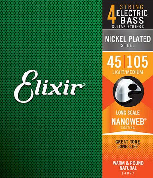 ELIXIR ELECTRIC BASS NICKEL NANOWEB GUITAR STRING SET