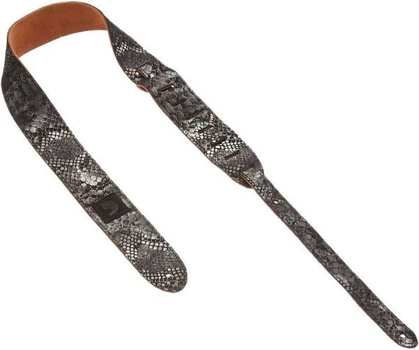 PLANET WAVES 20SD00 SUEDE LEATHER SNAKESKIN GUITAR STRAP - SILVER