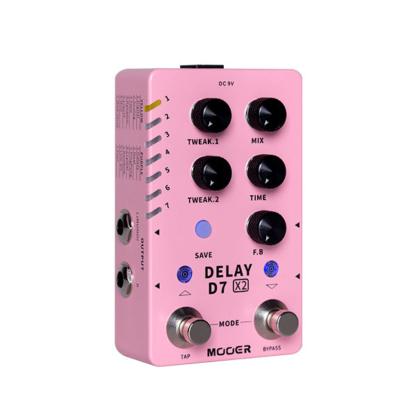 MOOER D7DELAYX2 DUAL FOOTSWITCH DIGITAL DELAY PEDAL