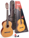 Stagg classical guitar with case and accessories on a white background