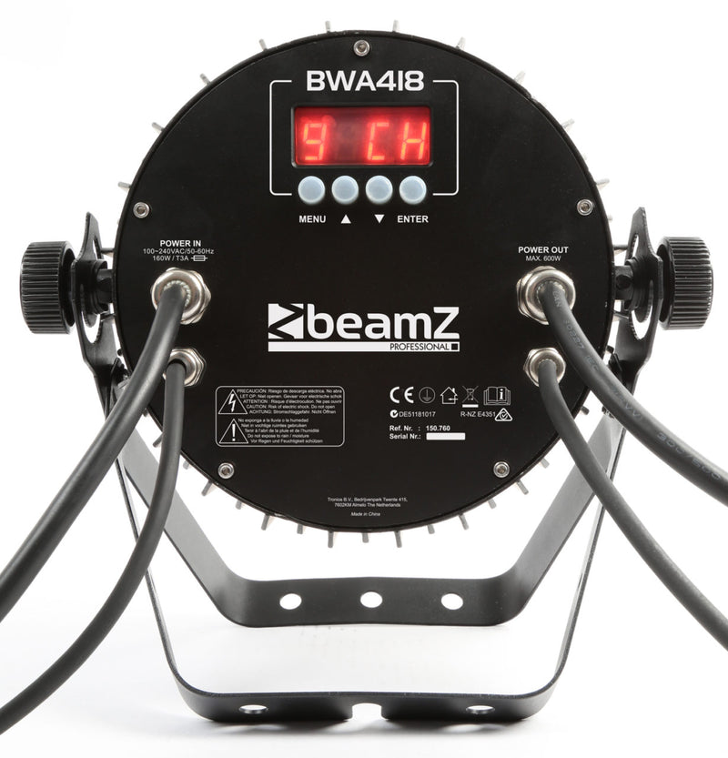 BEAMZ BWA418 ALUMINUM IP65 4-IN-1 LED PAR