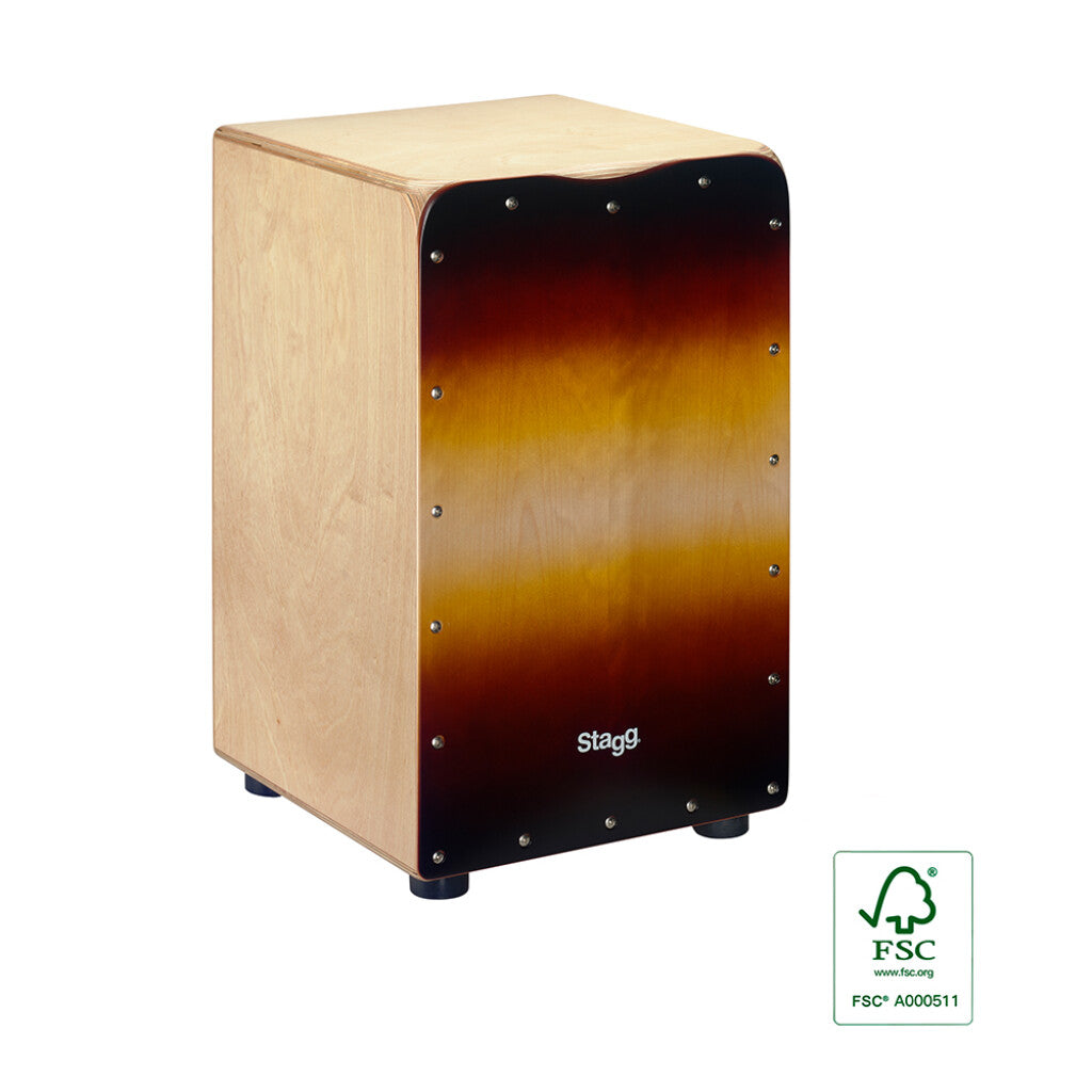 Stagg Standard-Sized Birch Cajón with Sunburst Finish | CAJ-50M-SB
