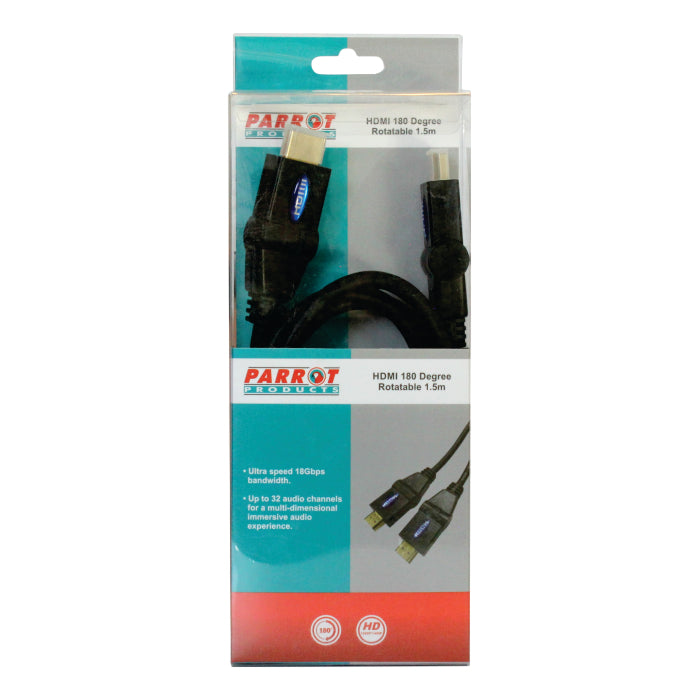 PARROT PRODUCTS CL1002A 1.8M HDMI CABLE WITH 180° ROTATABLE CONNECTORS