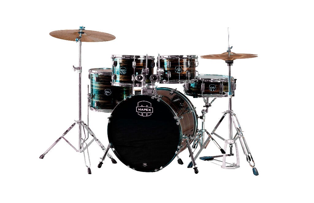 Mapex Comet CM5044FTCFJ 20/10/12/14/14S Complete Drumset - Ebony Yellow Grain