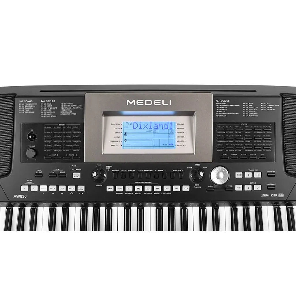Medeli AW830 76-Key Touch Sensitive Keyboard – 787 Voices, 240 Styles, USB & MIDI Connectivity