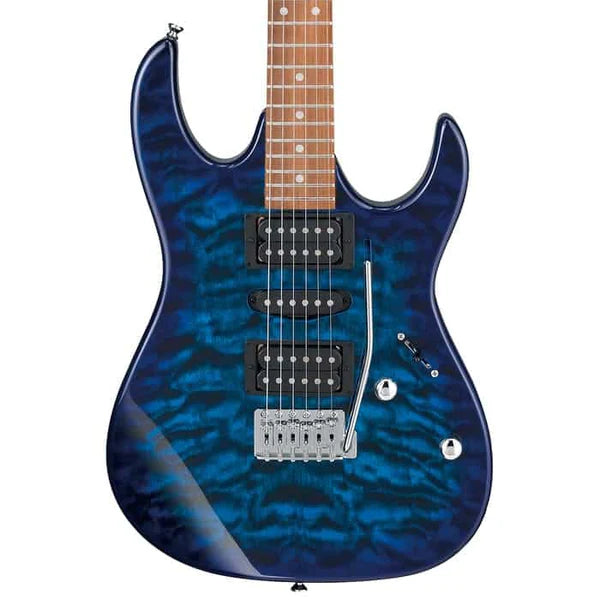 Ibanez GRX70QA Electric Guitar – Transparent Blue/Black/Red Sunburst