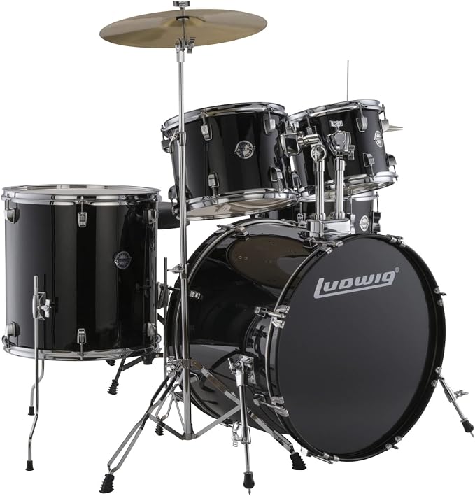 Ludwig Accent Fuse 5-Piece Drum Set 20" Bass Drum Black Sparkle
