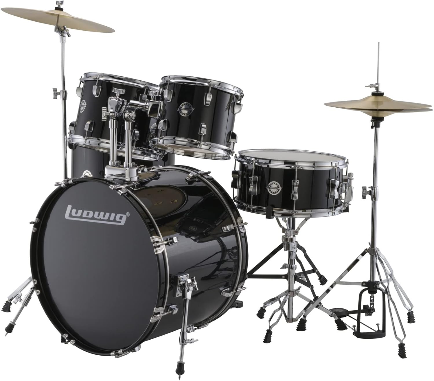 Ludwig Accent Fuse 5-Piece Drum Set 20" Bass Drum Black Sparkle