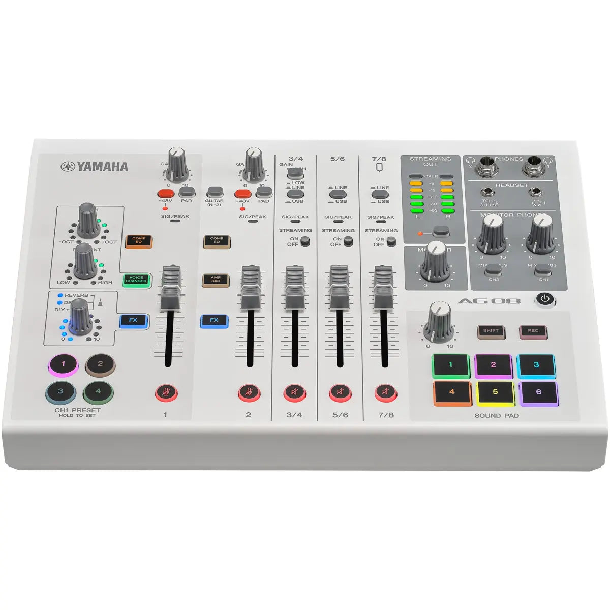 Yamaha AG08 Live Streaming Mixer 8-Channel White