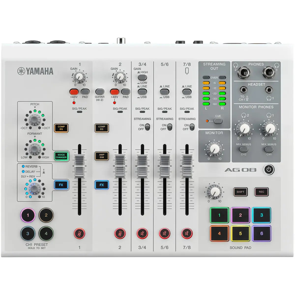 Yamaha AG08 Live Streaming Mixer 8-Channel White