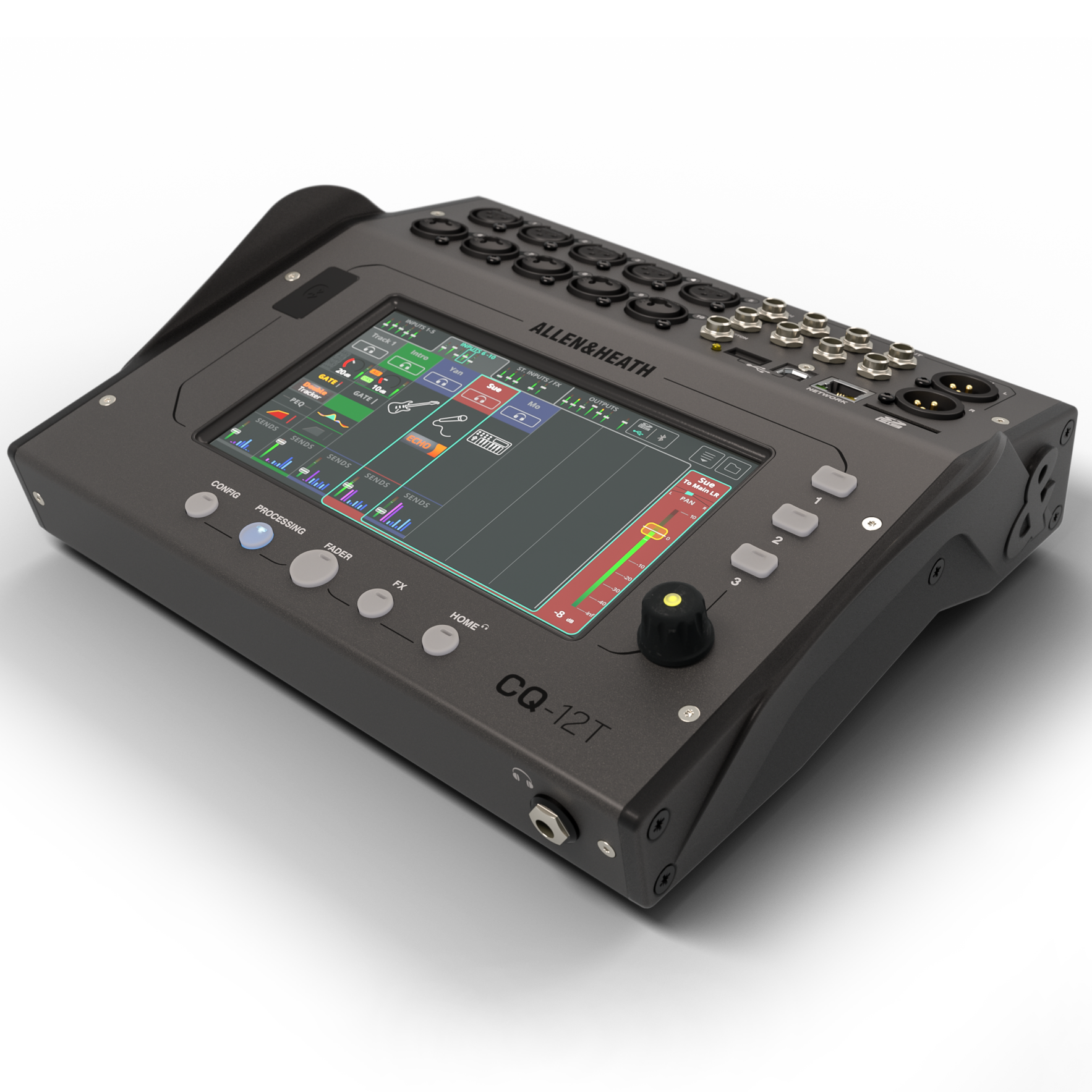 Allen & Heath CQ-12T – 12-Channel Digital Mixer with 7" Touchscreen, Bluetooth & FX