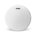 White drum head with Evans logo on a white background