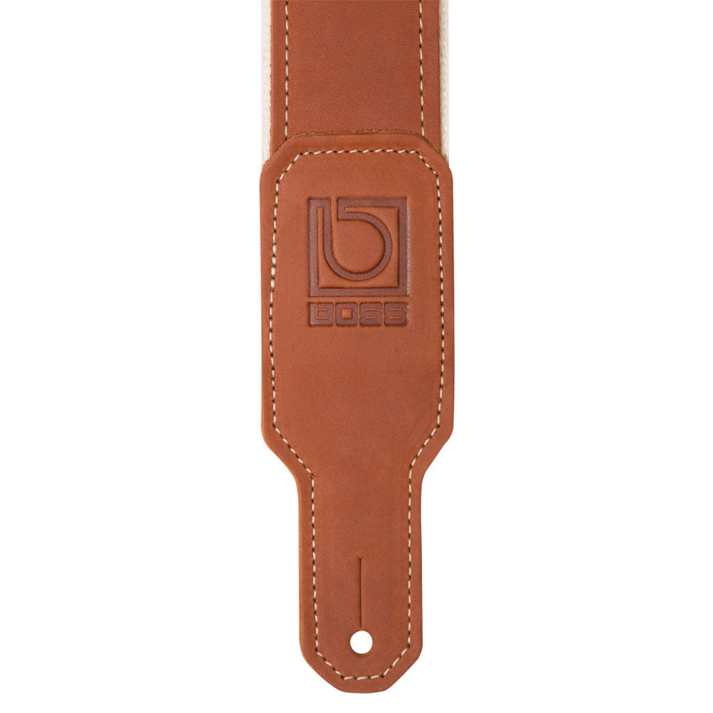 Boss BSH-20 2” Hybrid Nylon & Leather Instrument Strap - Natural