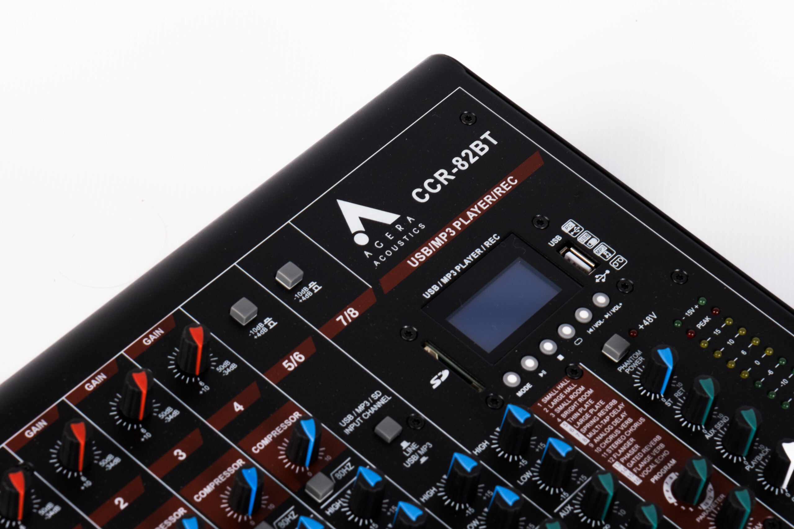 Agera Acoustics CCR-82BT 8-Channel Analog Mixer – Bluetooth, USB, SD, Built-in Effects & Compressors