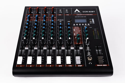 Agera Acoustics CCR-82BT 8-Channel Analog Mixer – Bluetooth, USB, SD, Built-in Effects & Compressors