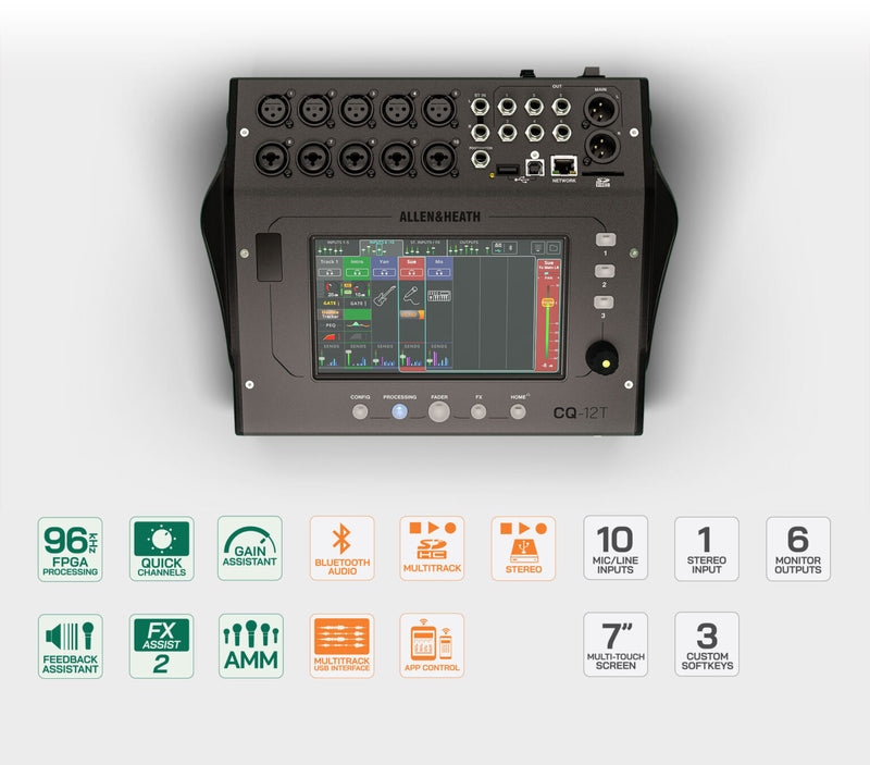 ALLEN AND HEATH CQ 12T 12-CHANNEL DIGITAL MIXER WITH 7" TOUCHSCREEN