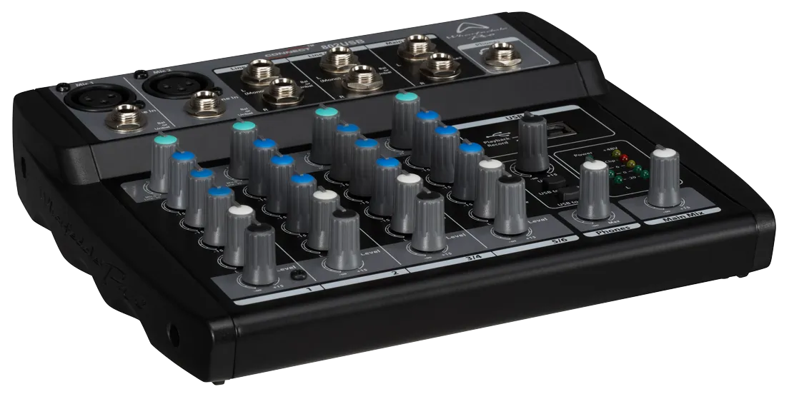Wharfedale Connect 802 - 6-Channel Analog Mixer with USB Audio Interface