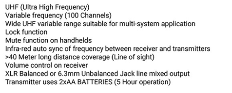 HYBRID U-DV/HH 100-CHANNEL DUAL WIRELESS HANDHELD MICROPHONE SYSTEM