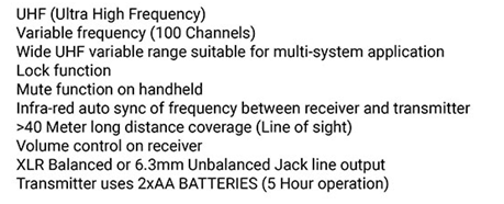 HYBRID U-SV/HH 100-CHANNEL WIRELESS MICROPHONE SYSTEM