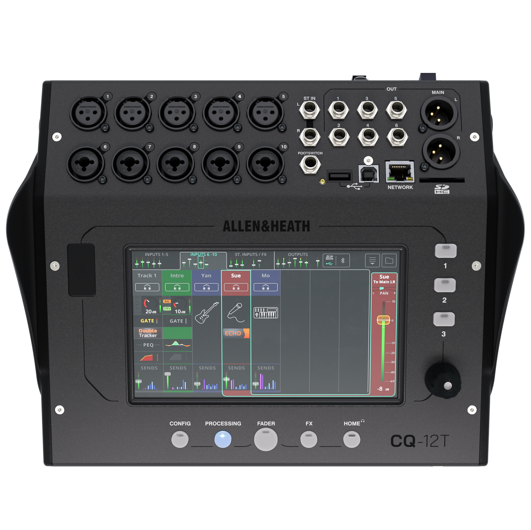 Allen & Heath CQ-12T – 12-Channel Digital Mixer with 7" Touchscreen, Bluetooth & FX