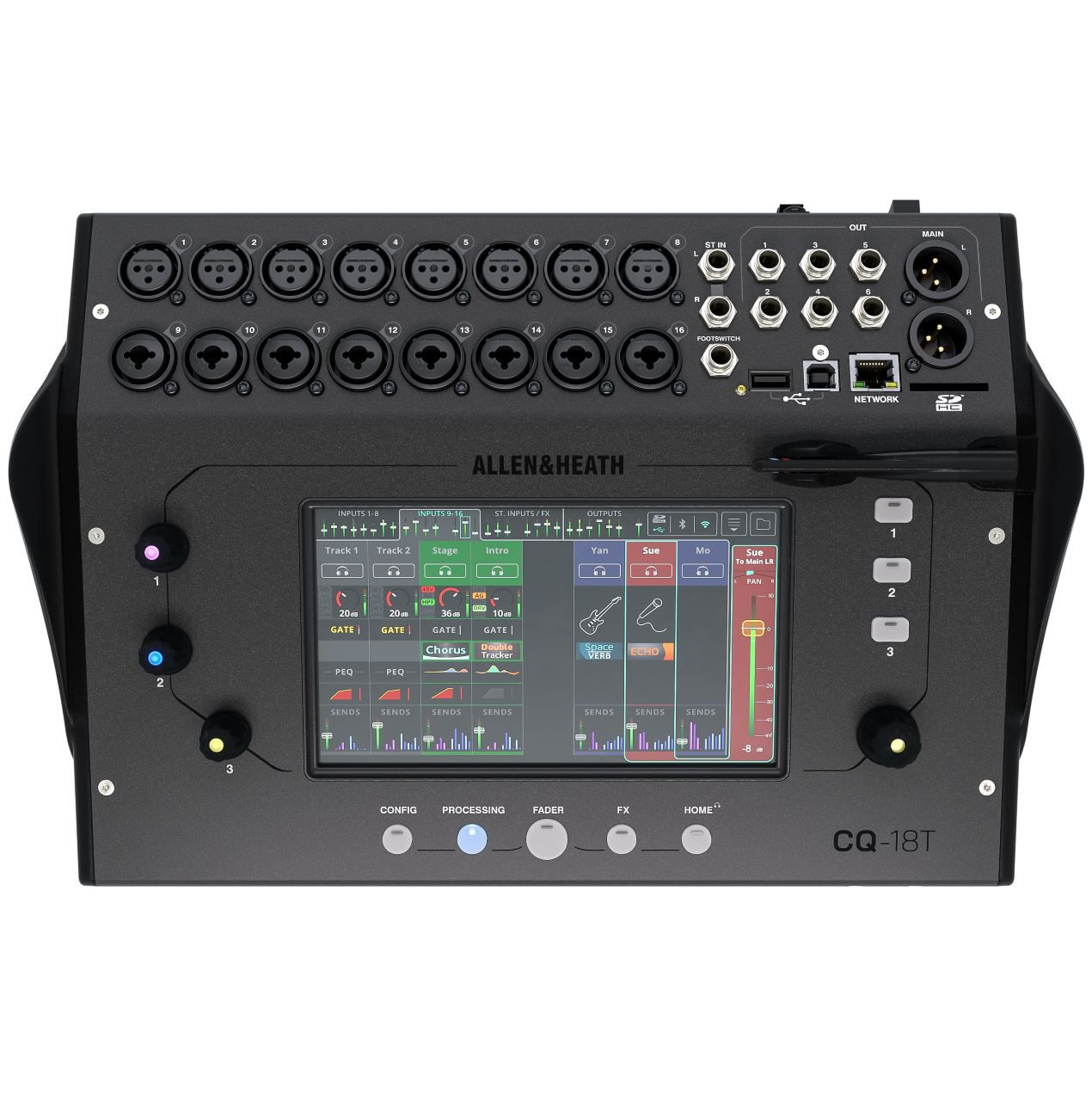 Allen & Heath CQ-18T – 18-Channel Digital Mixer with 7" Touchscreen, Bluetooth & FX