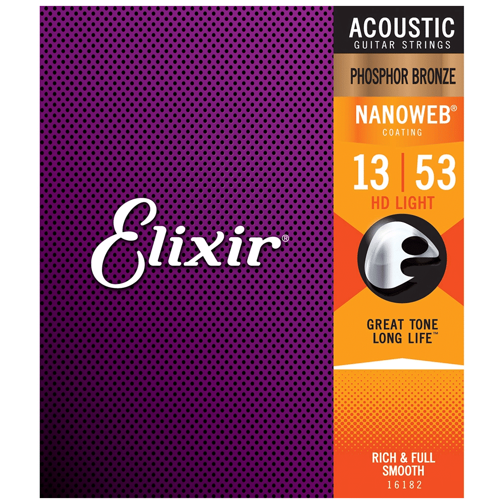 Elixir Nanoweb Phosphor Bronze Acoustic Guitar Strings - HD Light