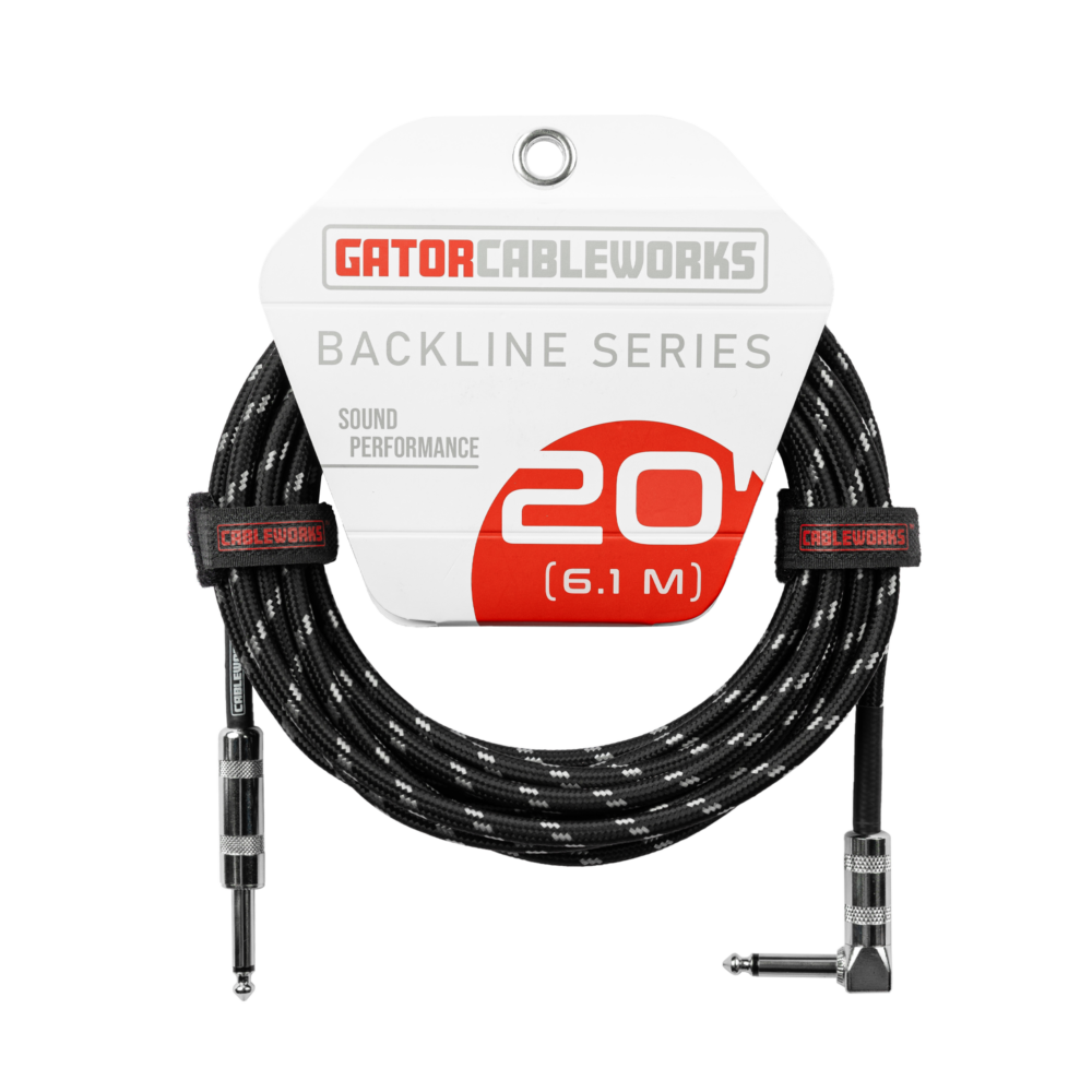 Gator Cableworks Backline 6.1m Braided Instrument Cable - Black/Grey