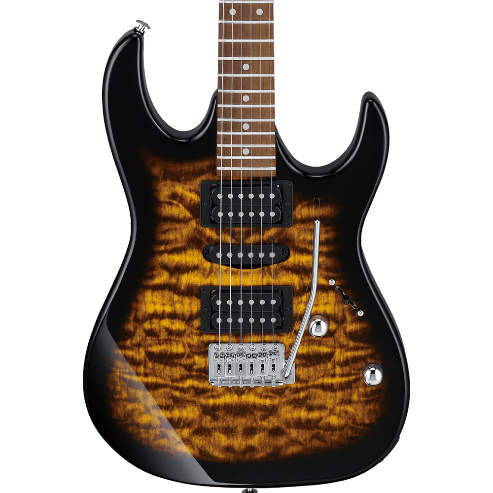 Ibanez GRX70QA Electric Guitar – Transparent Blue/Black/Red Sunburst