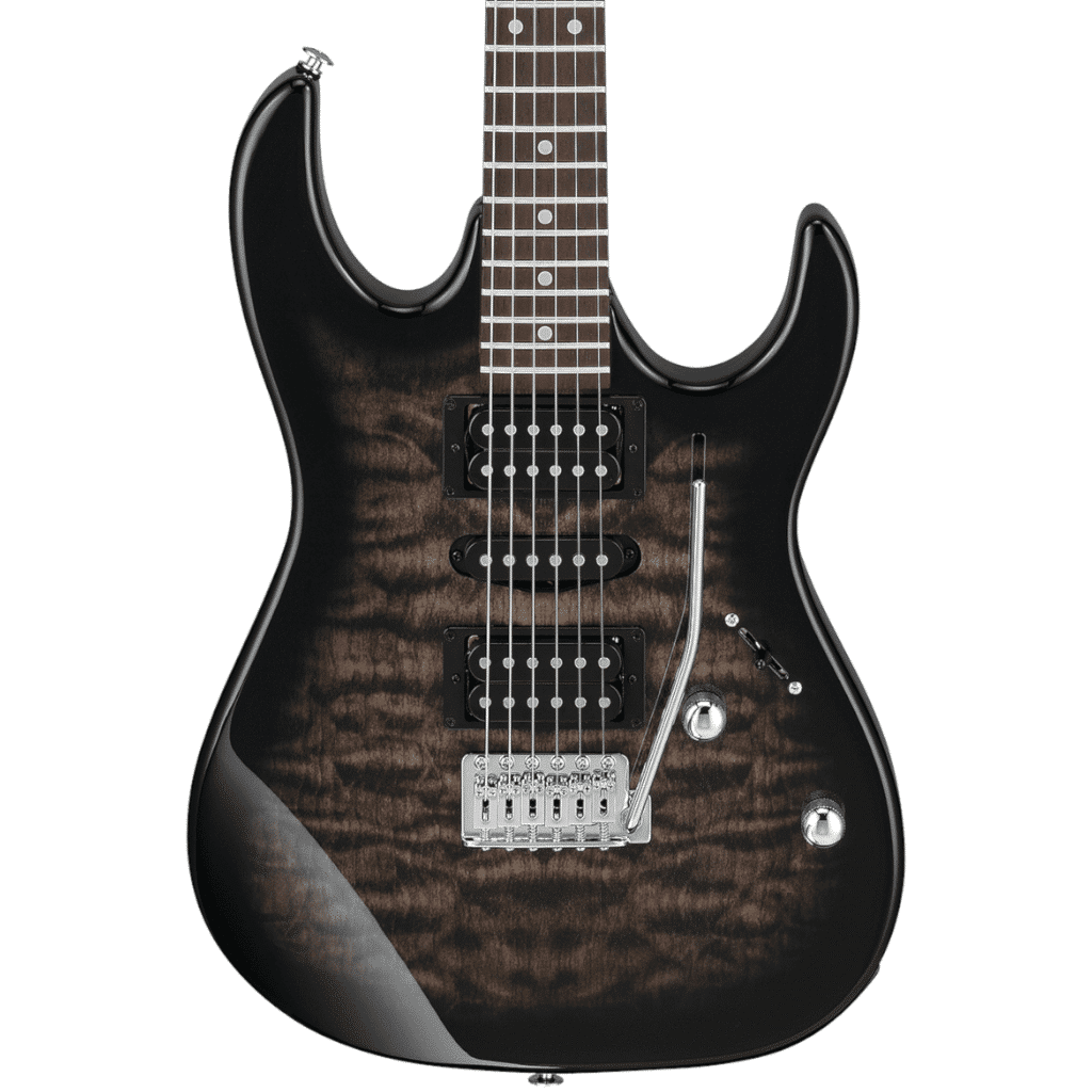 Ibanez GRX70QA Electric Guitar – Transparent Blue/Black/Red Sunburst