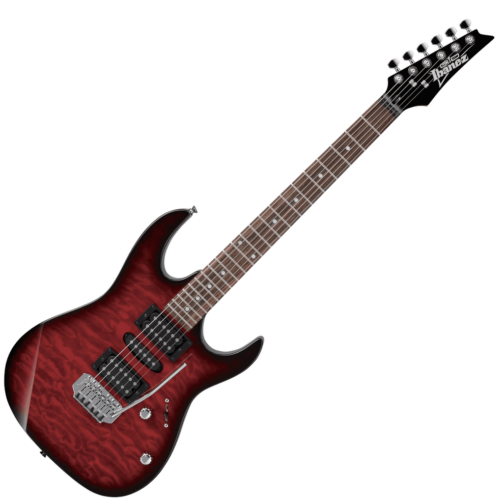 Ibanez GRX70QA Electric Guitar – Transparent Blue/Black/Red Sunburst
