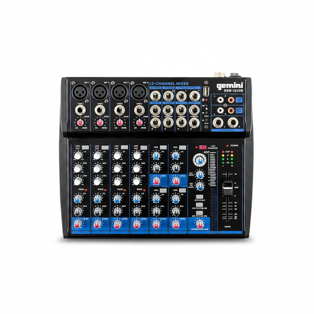 Gemini GEM-12USB 12-Channel USB Mixer With Bluetooth and Effects