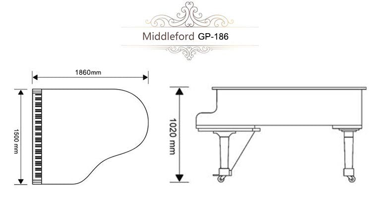 Middleford GP-186B Grand Piano – Black Polish