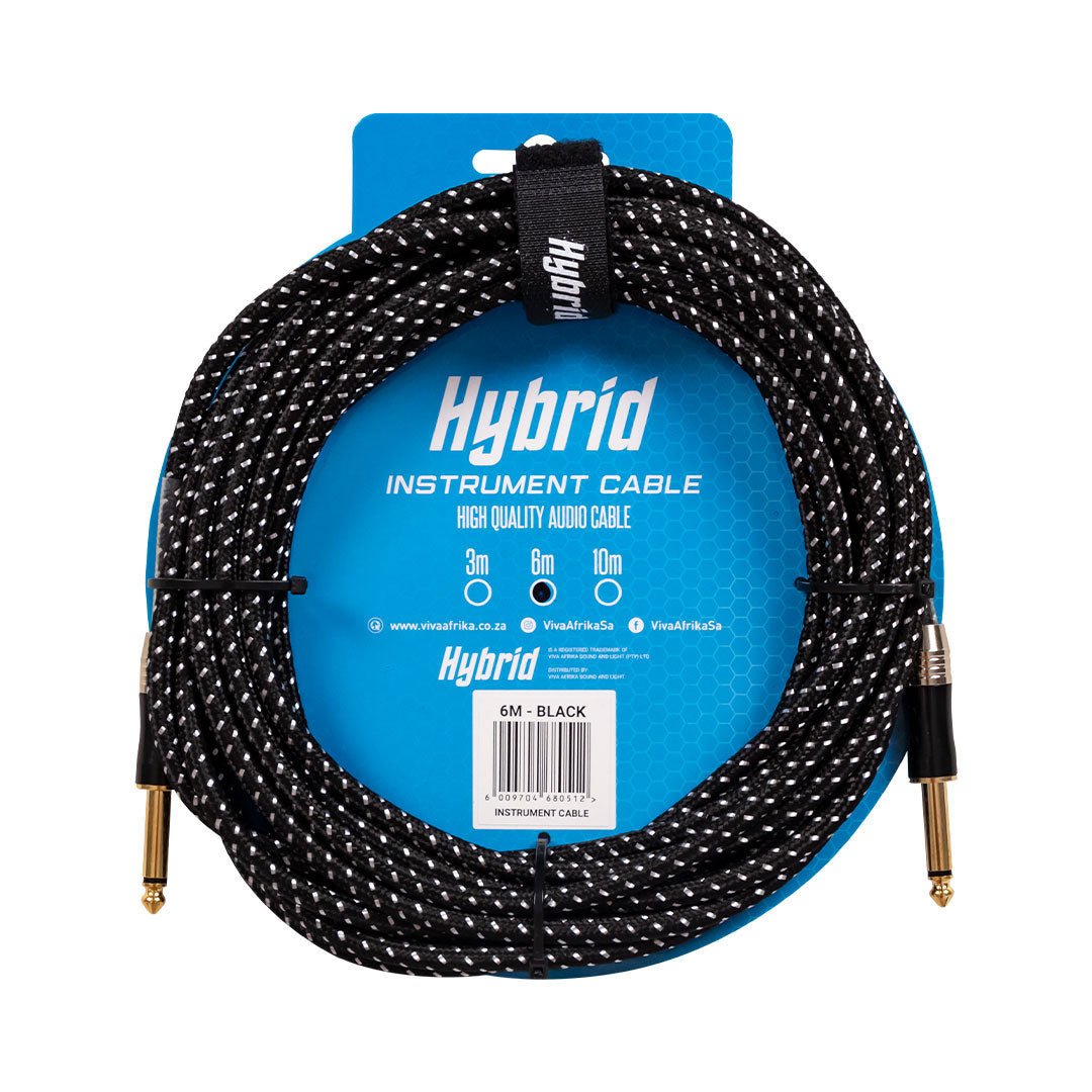 Hybrid Jack-Jack 6m Woven Instrument Cable – Assorted Colours