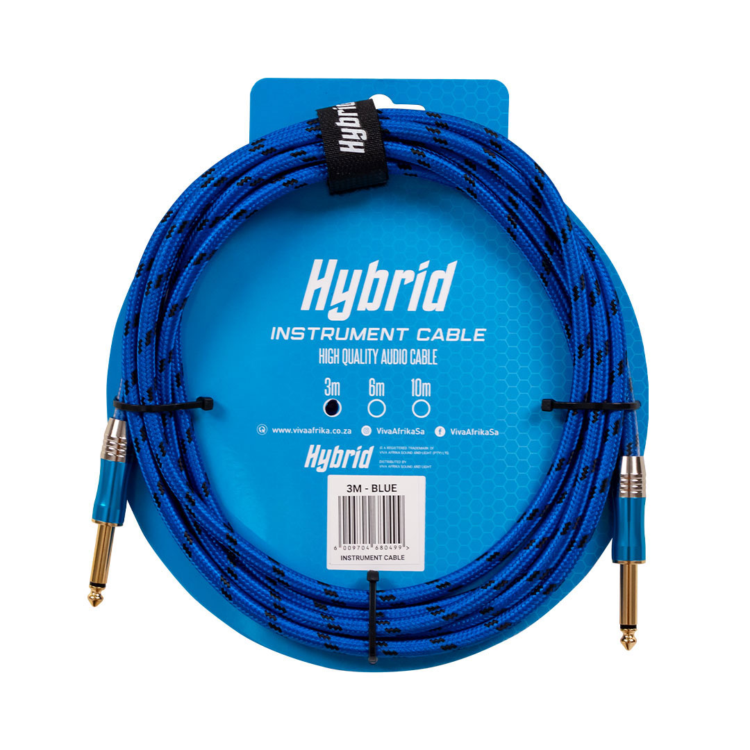 Hybrid Jack-Jack 3m Woven Instrument Cable – Assorted Colours