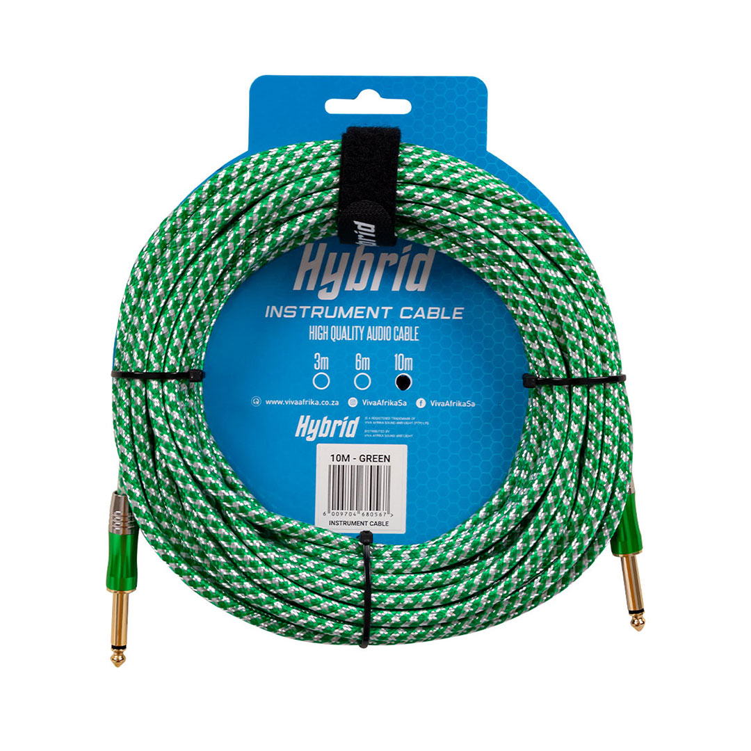 Hybrid Jack-Jack 10m Woven Instrument Cable – Assorted Colours