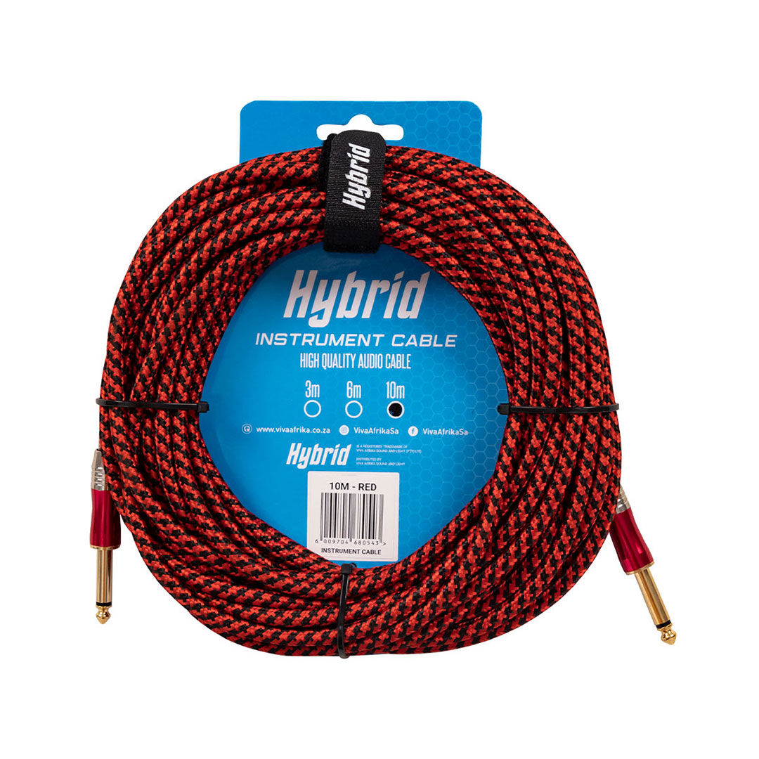 Hybrid Jack-Jack 10m Woven Instrument Cable – Assorted Colours
