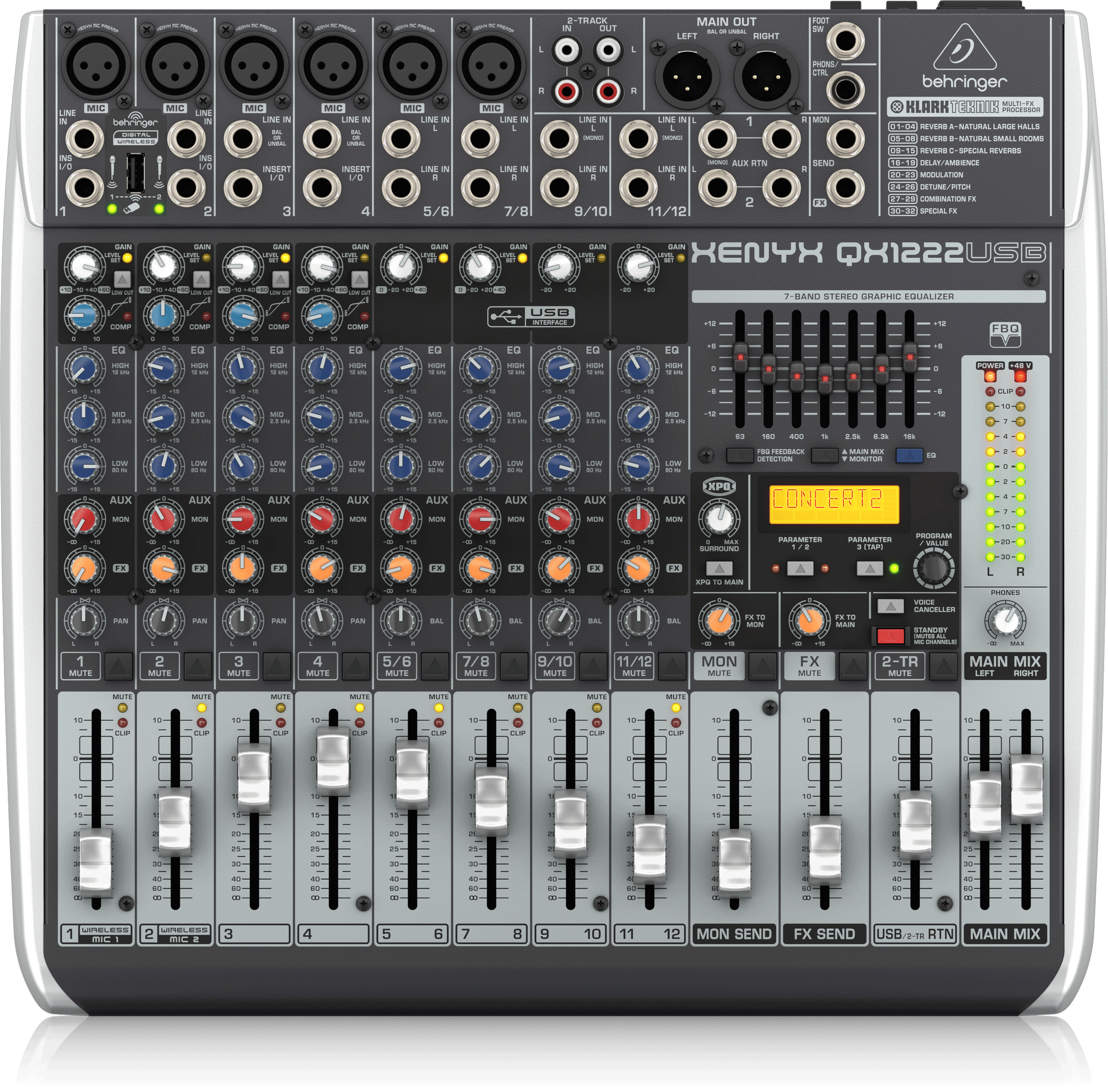 Behringer Xenyx QX1222USB Mixer with USB and Effects