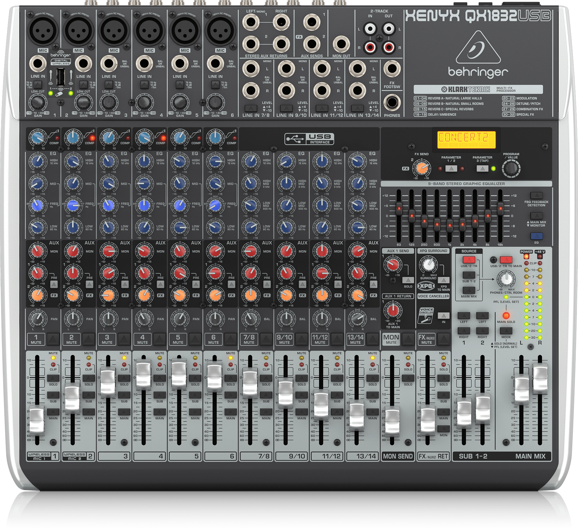 Behringer Xenyx QX1832USB Mixer with USB and Effects