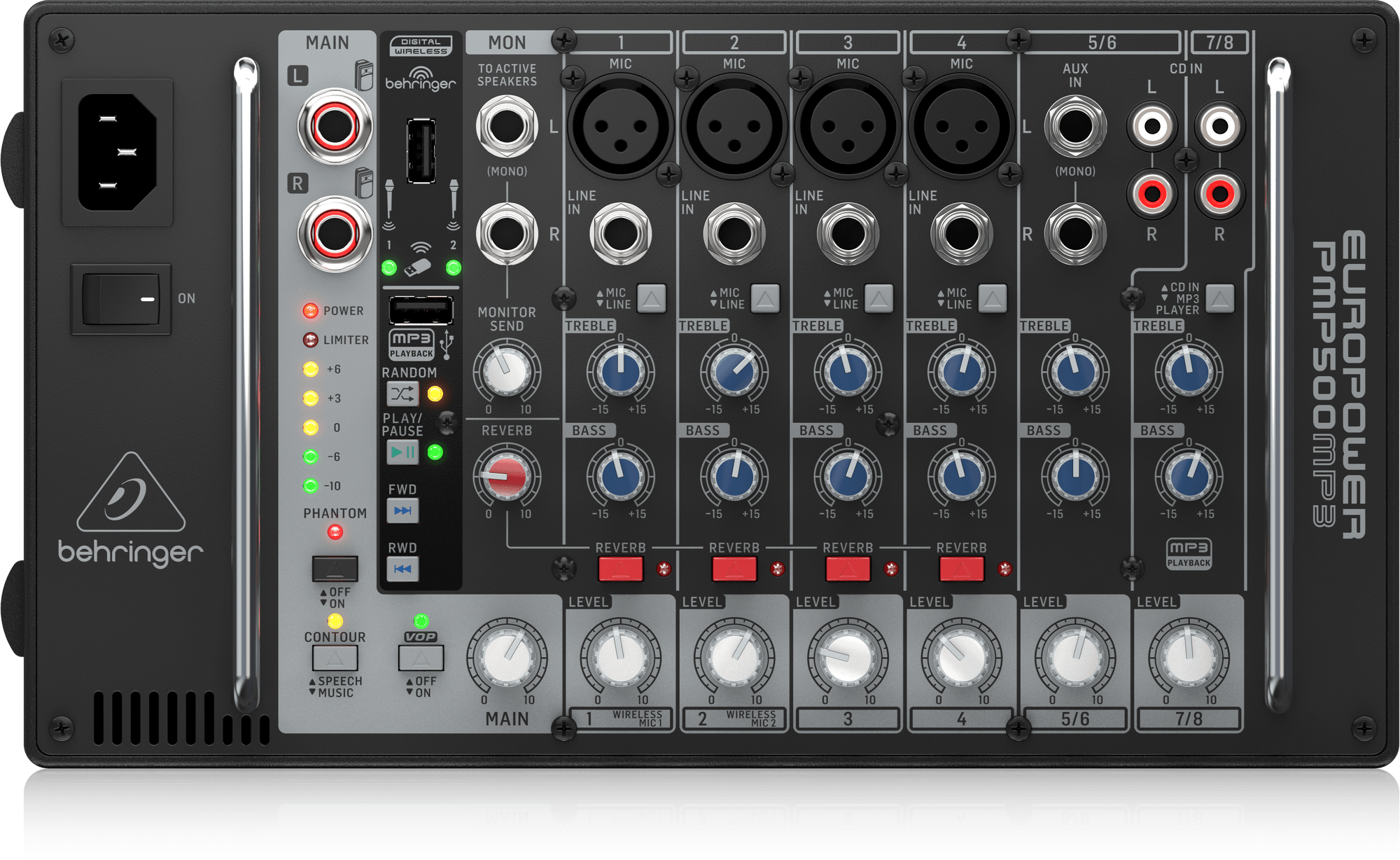 Behringer PMP500MP3 8-channel 500W Powered Mixer
