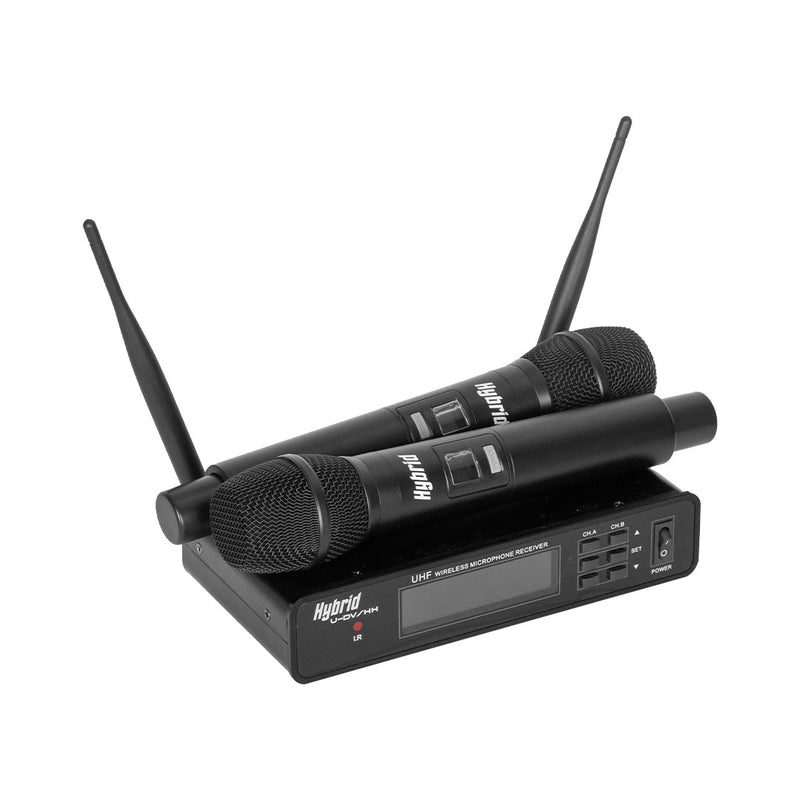 HYBRID U-DV/HH 100-CHANNEL DUAL WIRELESS HANDHELD MICROPHONE SYSTEM