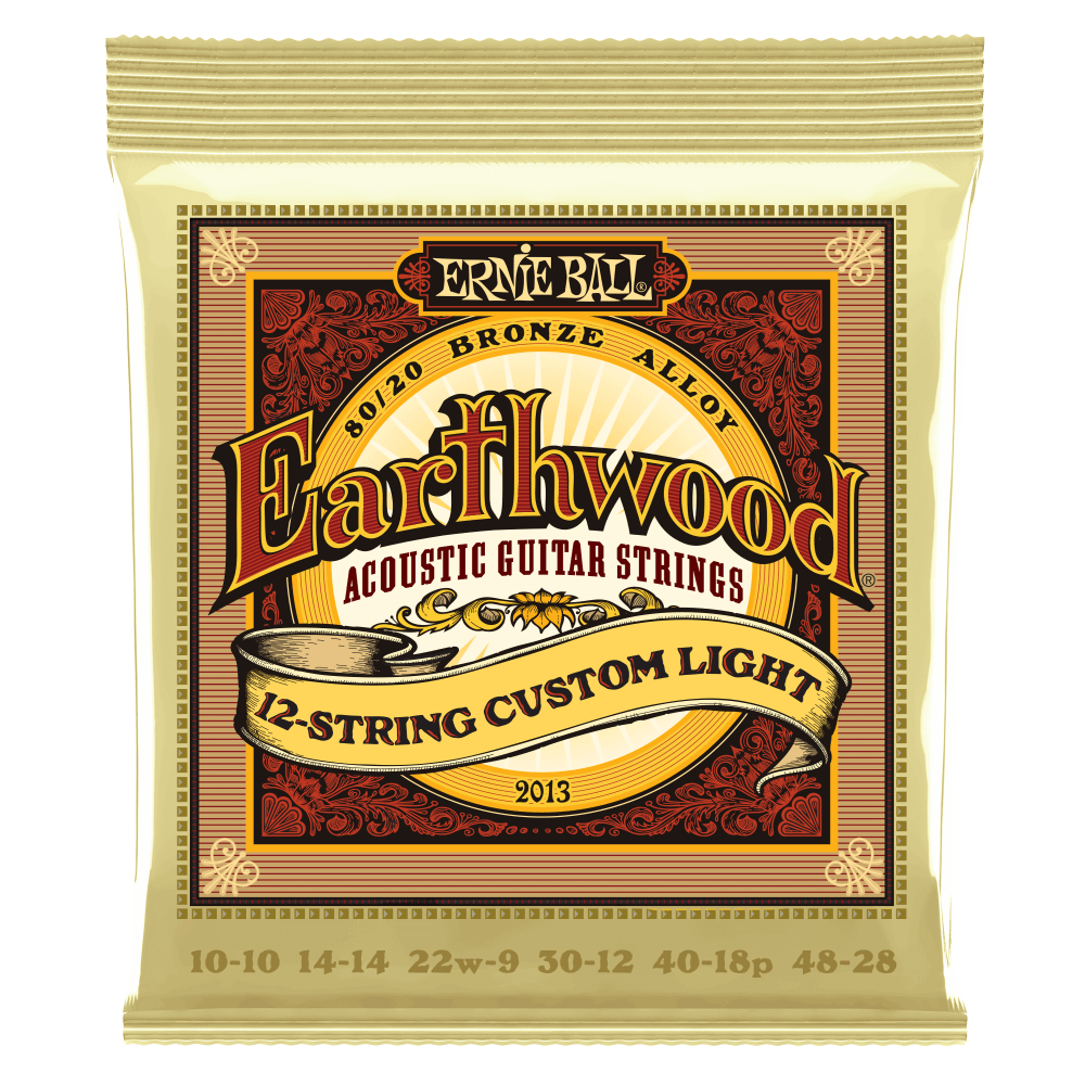 Ernie Ball Custom Light Earthwood 80/20 Bronze 12-String Acoustic Guitar Strings 10-48 Gauge