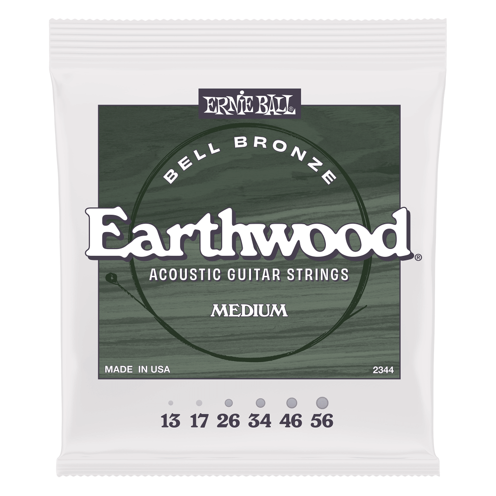 Ernie Ball Medium Earthwood Bell Bronze Acoustic Guitar Strings 13-56 Gauge