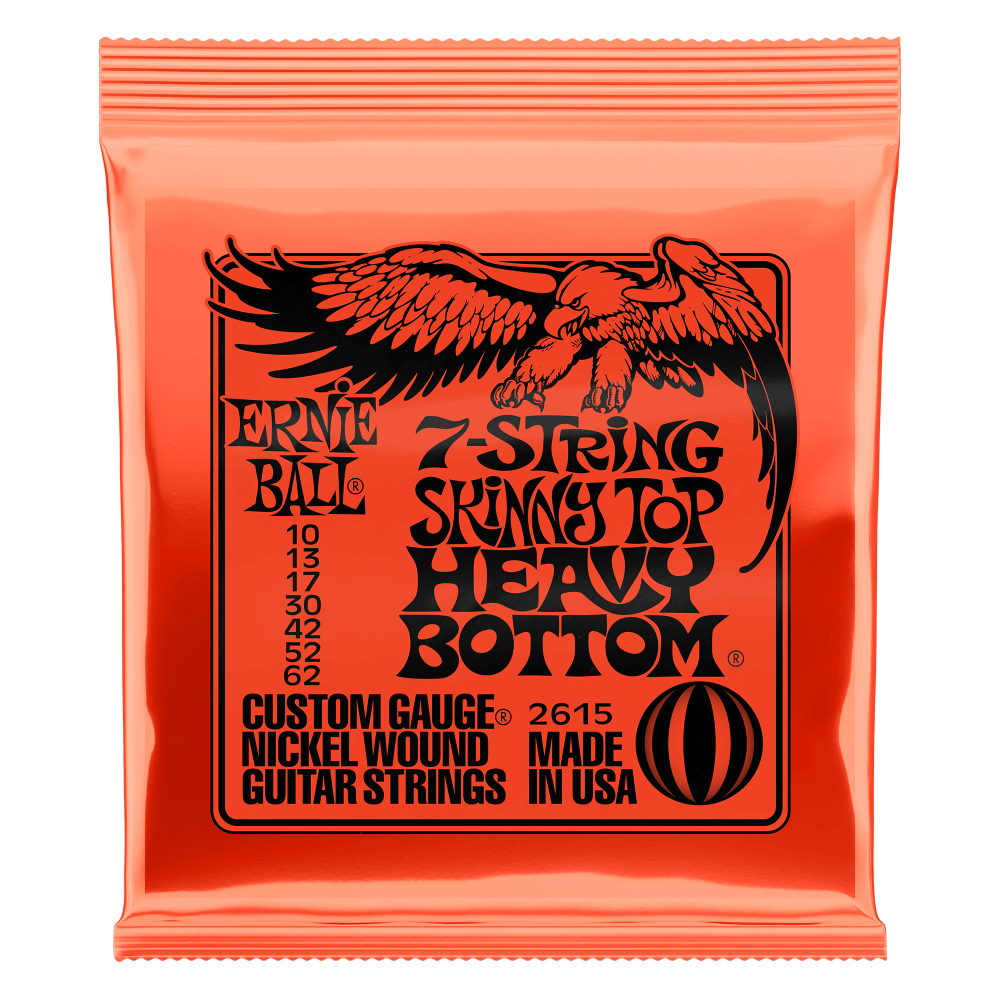 Ernie Ball Skinny Top Heavy Bottom Slinky Nickel Wound 7-String Electric Guitar Strings 10-62 Gauge