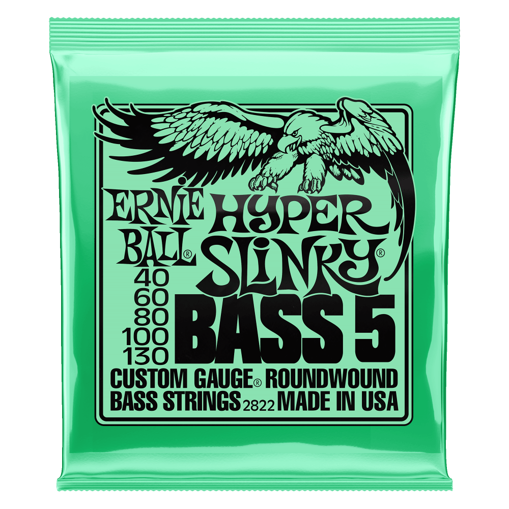 Ernie Ball Hyper Slinky Nickel Wound 5-String Electric Bass Strings 40-130 Gauge
